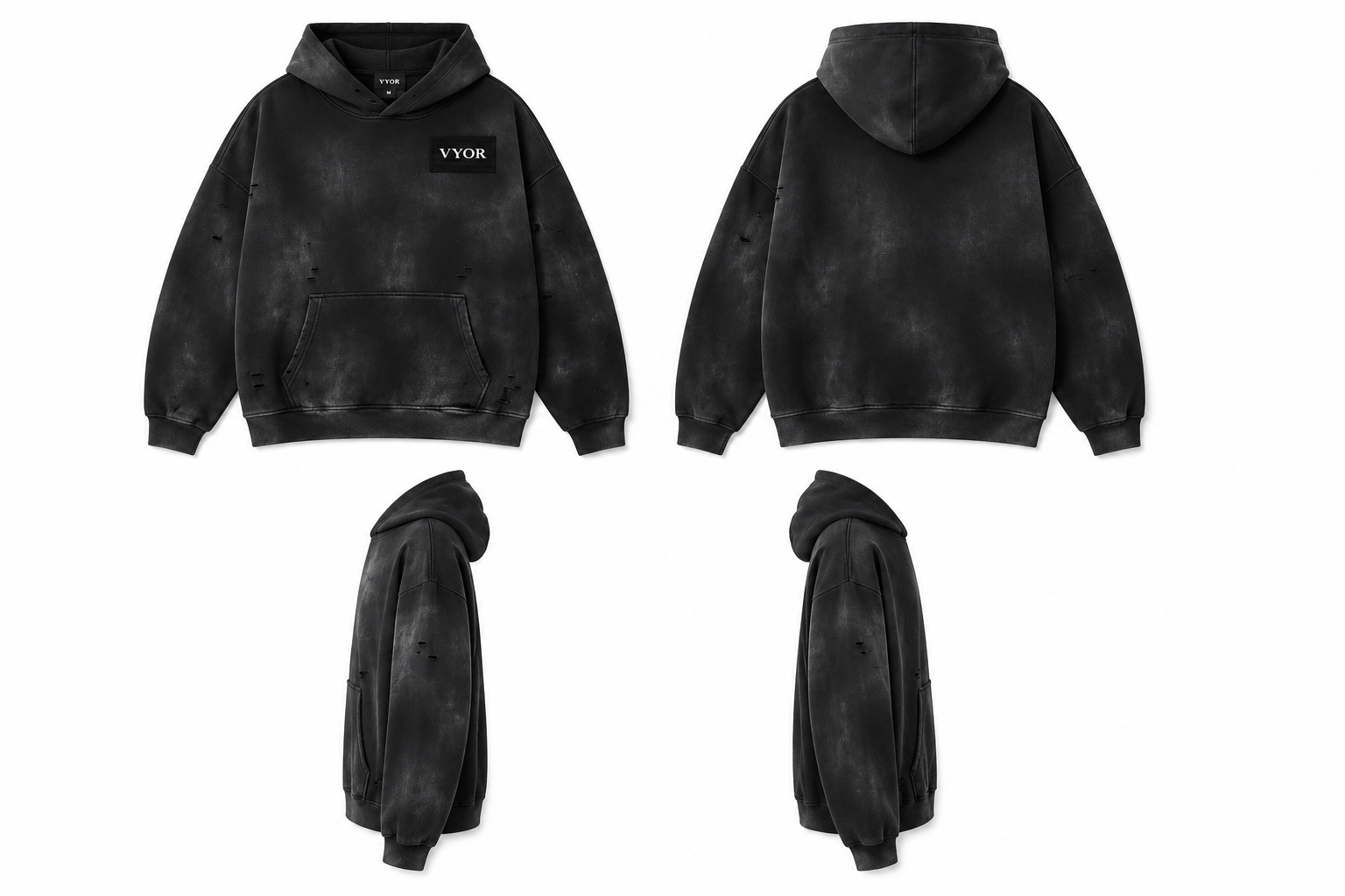 VYOR VINTAGE WASHED DISTRESSED HOODIE